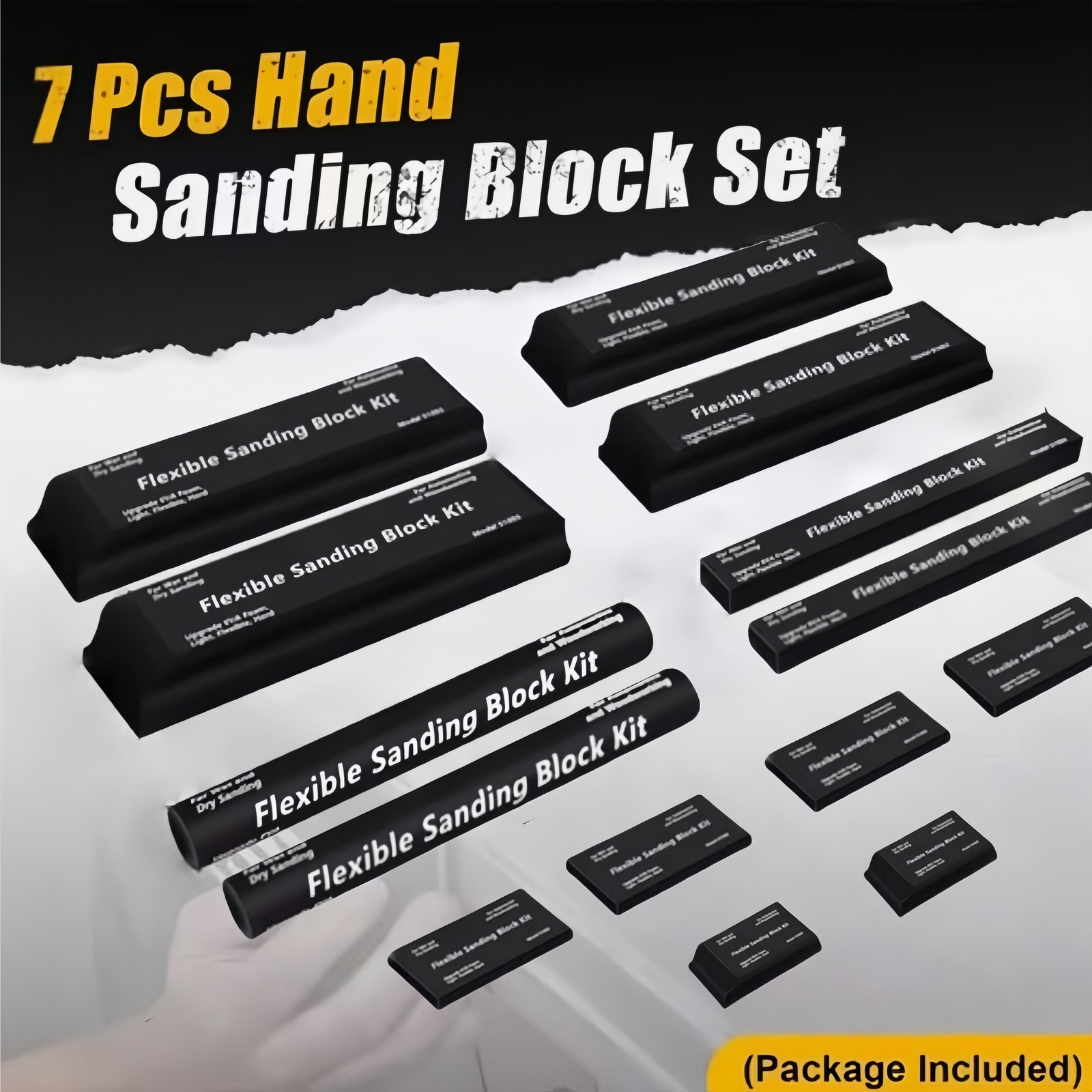 14 Pcs Sanding Block Kit Flexible Foam Wet or Dry Various Sizes Reusable EVA US