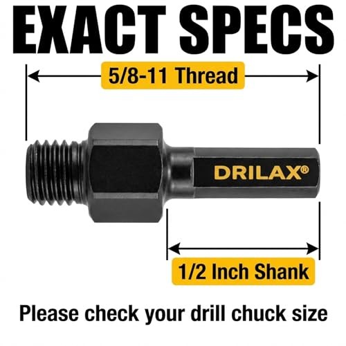 5/8″-11 to 1/2 Inch Drill Adapter – Heavy 5/8″-11 Male to 1/2″ Triangle Shank
