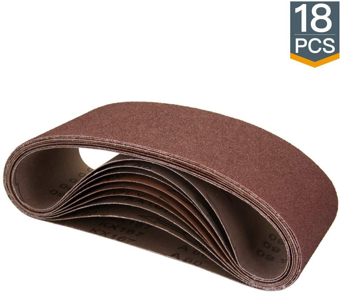 POWERTEC 12pcs 4 x 24″ A/O Sanding Belt Assortment (60,80,120,180,240,400 Grit)