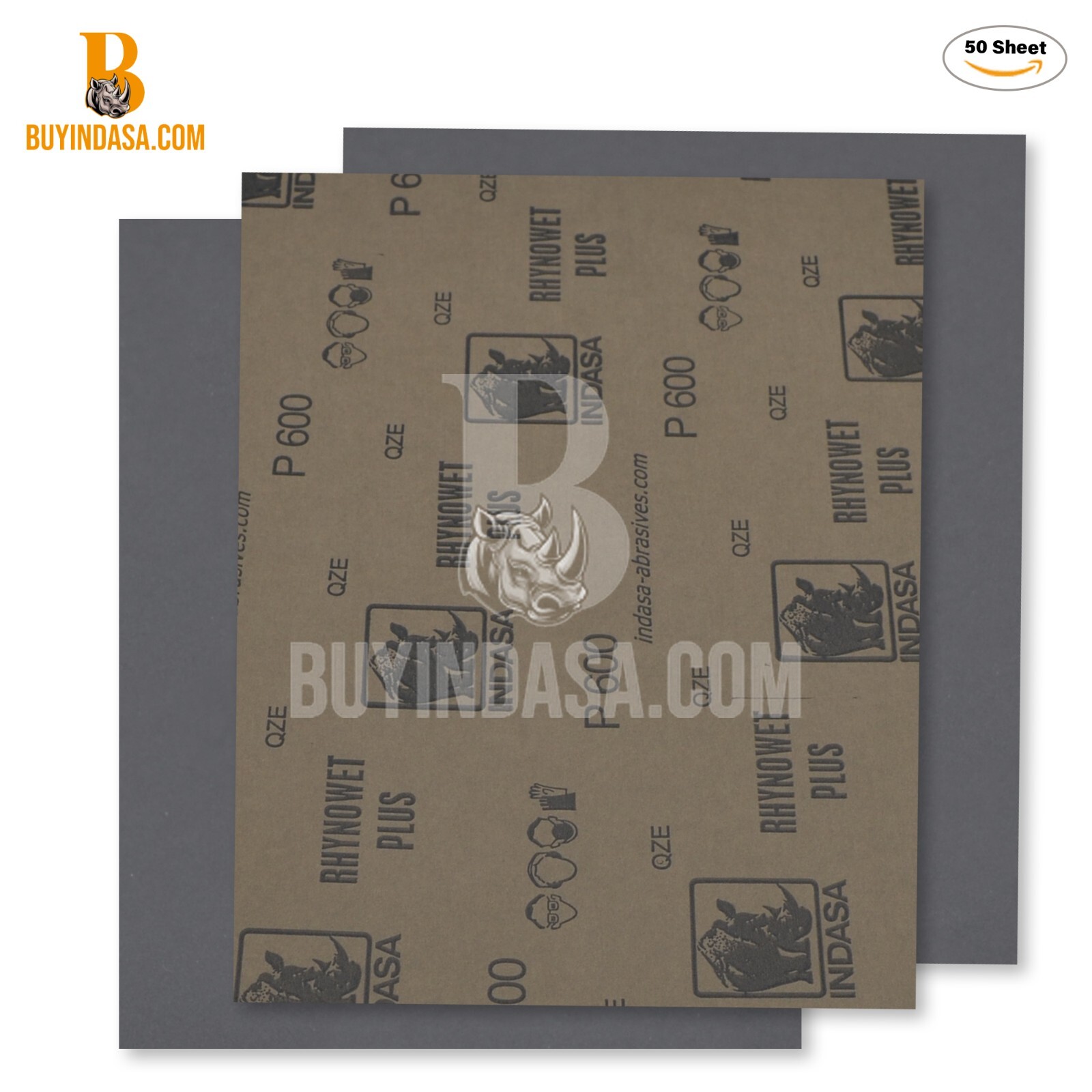 Indasa 50 PCS 9×11” Rhynowet Wet & Dry Sandpaper Sheets, 80-2500 Grit Range
