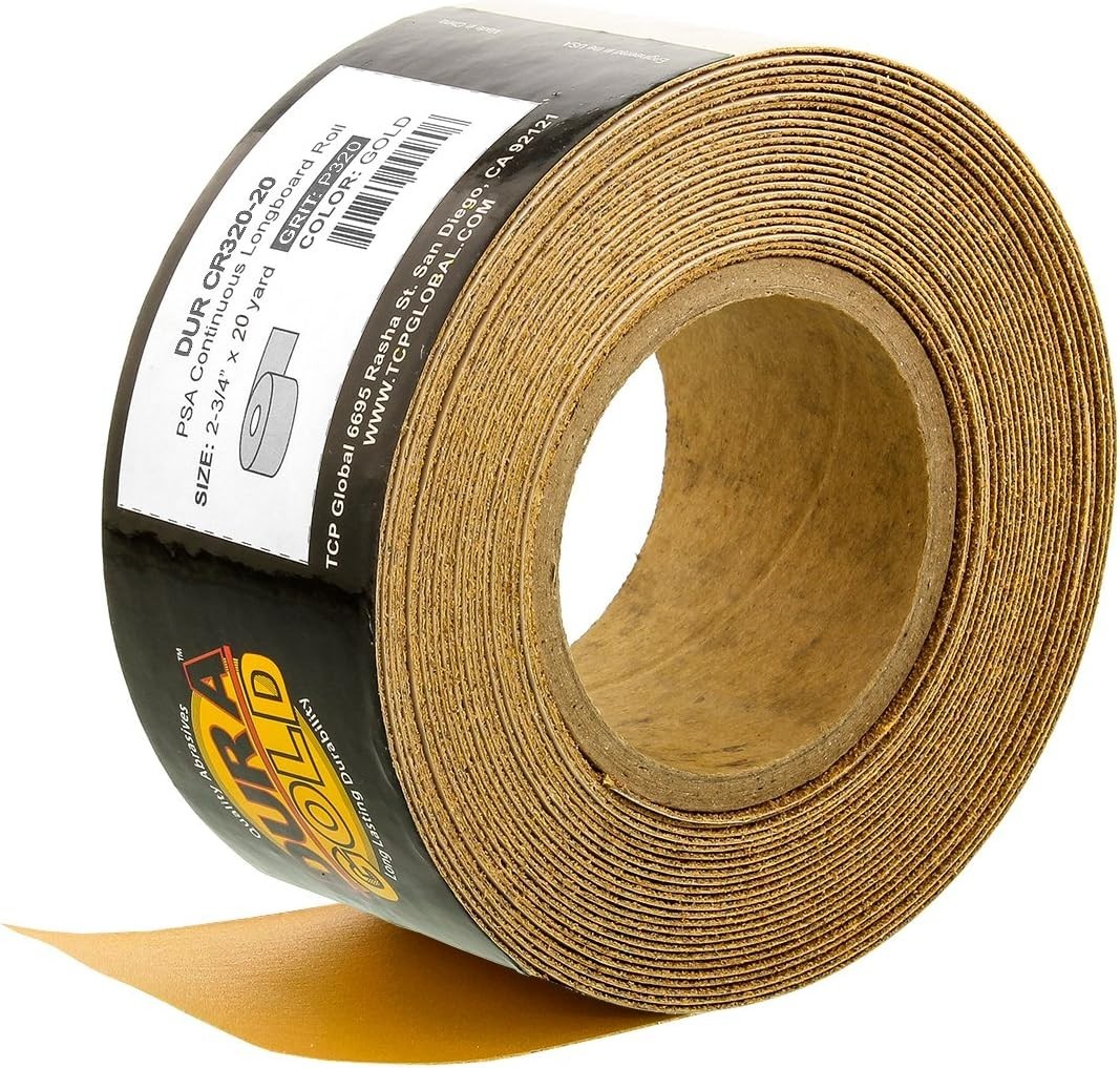 320 Grit Gold Sandpaper Roll 20 Yards PSA Stickyback for Auto & Woodworking