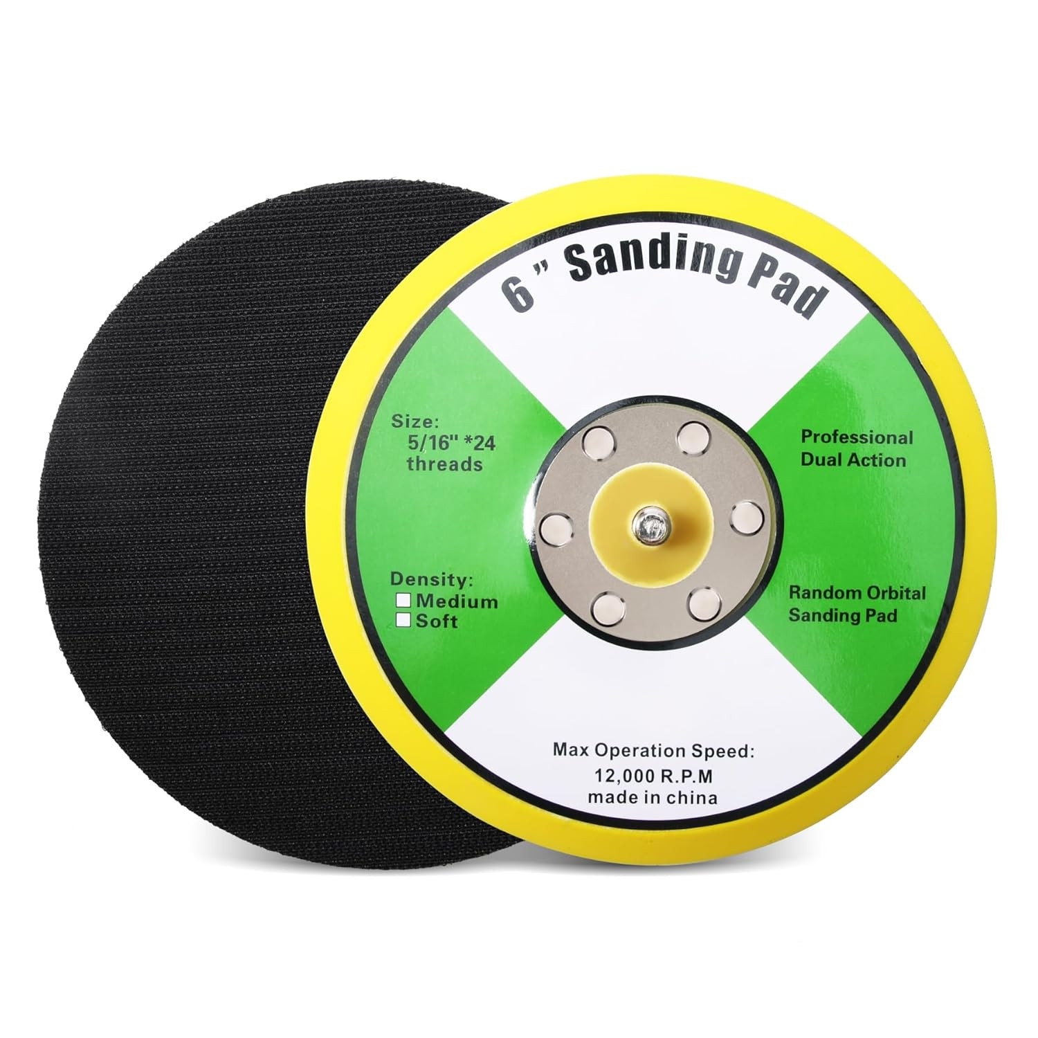 1Pcs 6In Hook and Loop Flexible Backing Pad, 6″ Sanding Back Pad 5/16″ 24 Thread