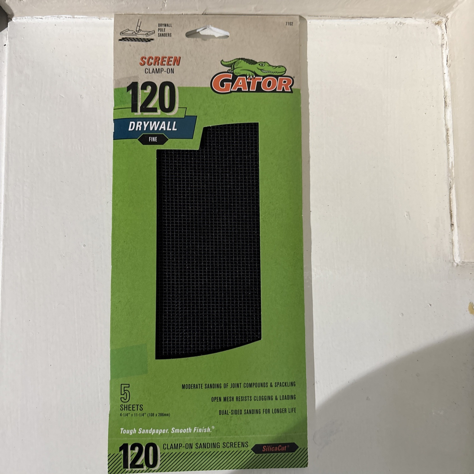 Gator Precut Drywall Sanding Screen Fine 120 -Grit Sheet Sandpaper 4.25-Inches W