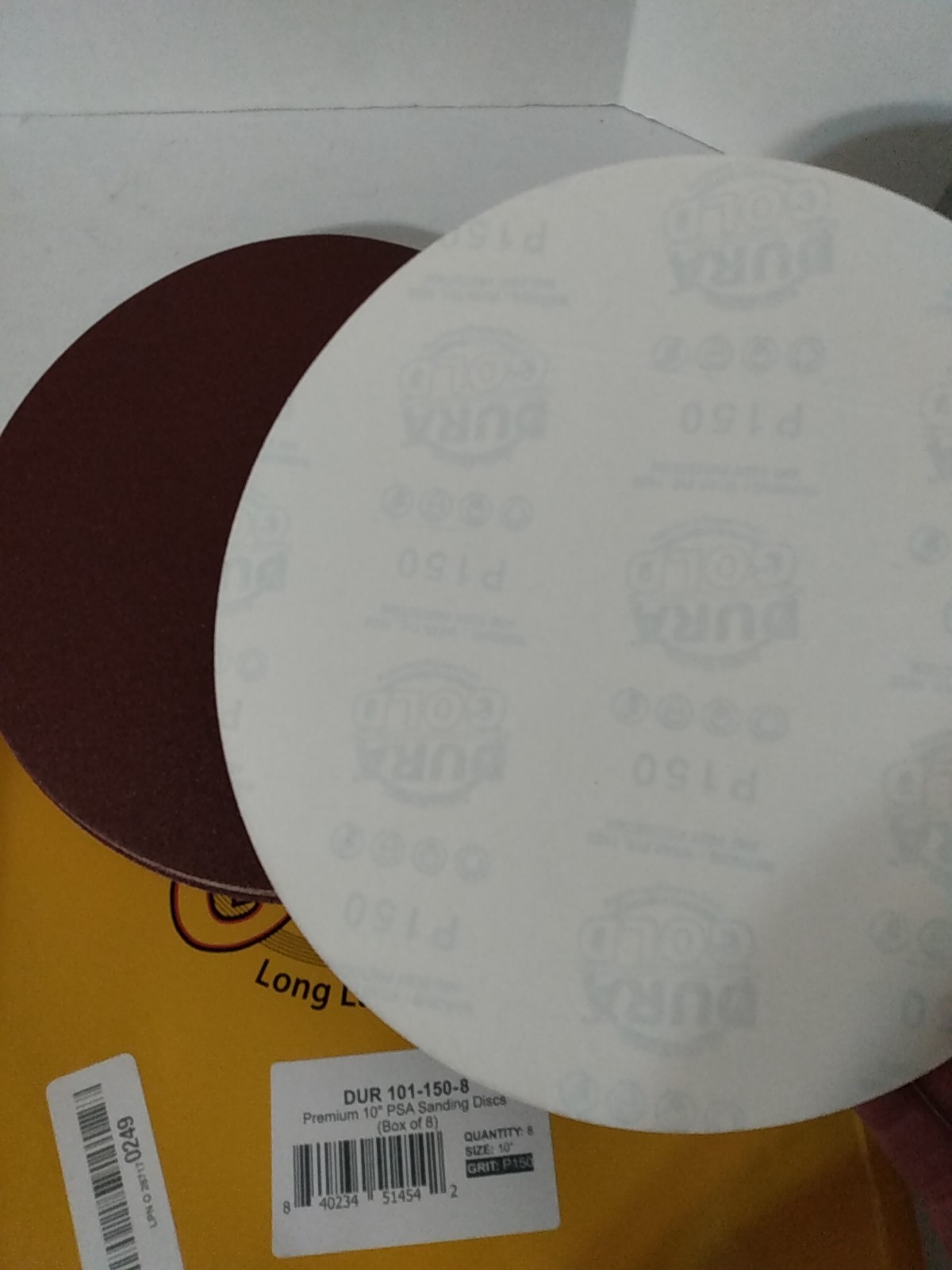 PSA P-150 Sanding Discs10 Inch, Dura Gold Self Adhesive Peel & Stick 8 Pack