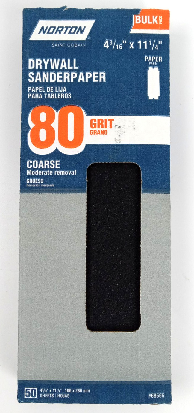 Lot of 3 Norton Drywall Sand Paper Coarse 80 grit 50 count pk.