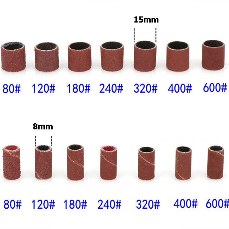 Sanding Band Drum Sleeve 80-600 Grit 8mm 15mm Mandrel For Dremel Rotary Tool