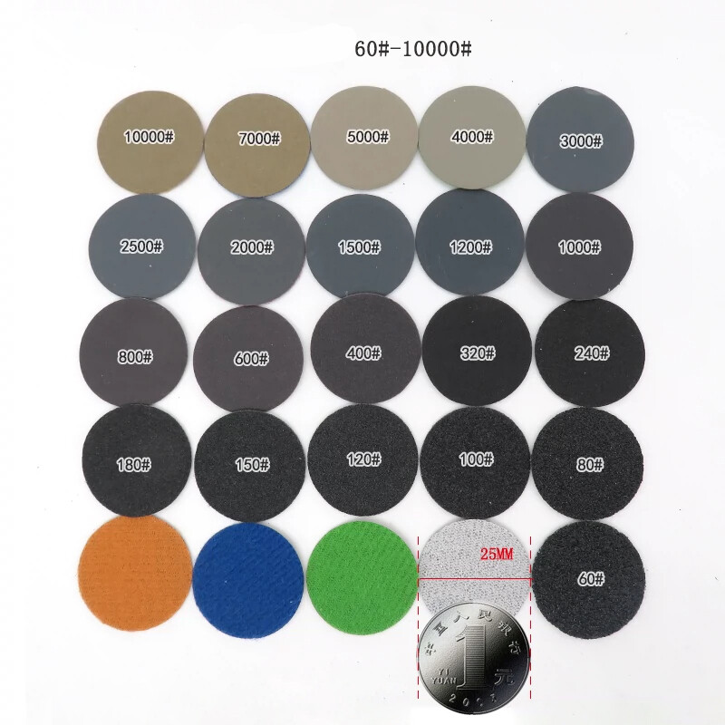 1″ (25mm) Wet And Dry Sanding Disc Flocking Round Sandpaper Pads 60-10000 Grit