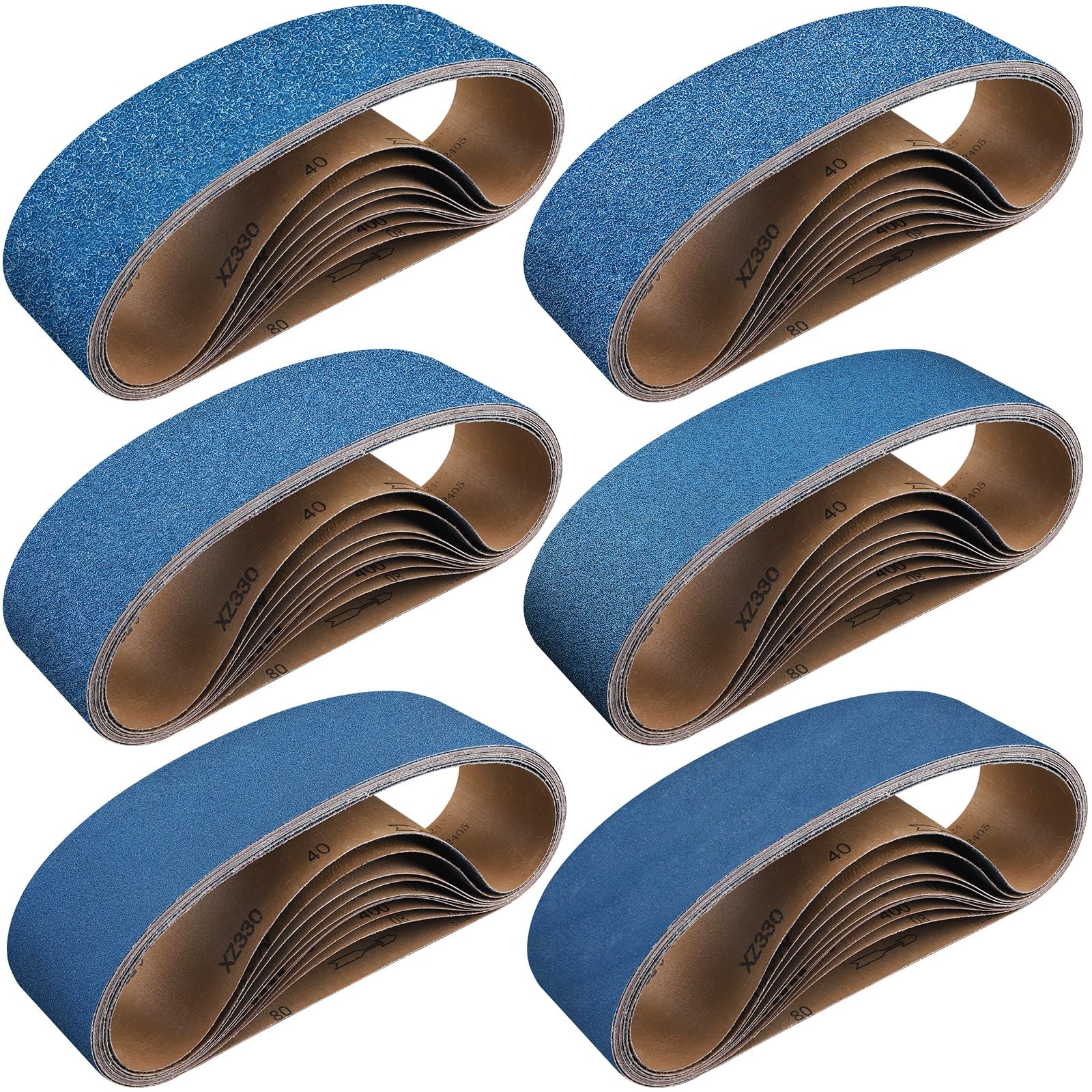 Shineboc 10-Piece 3 x 21 Inch 40-400 Grit Zirconia Sanding 3×21 Inch, Blue