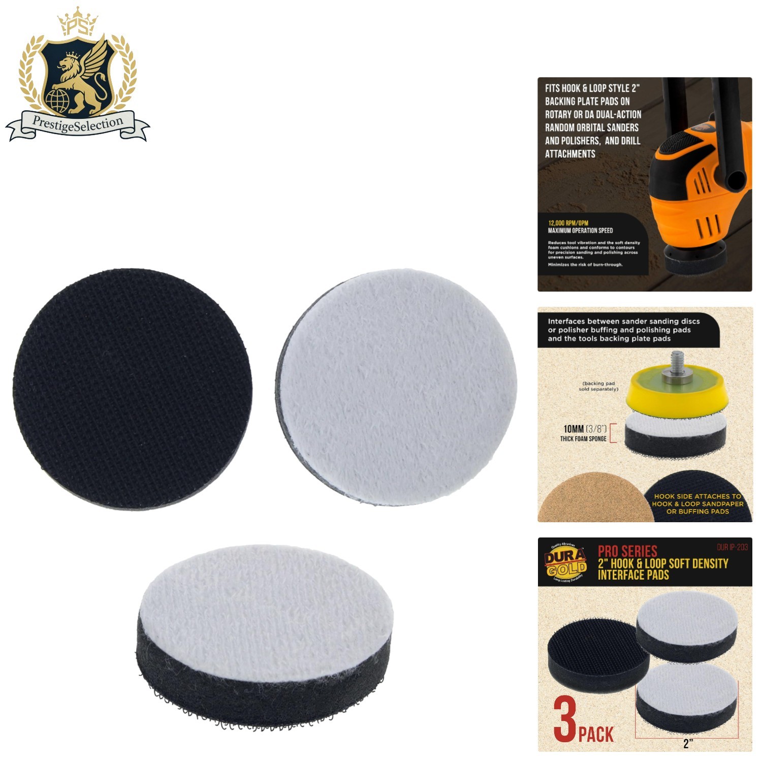 High-Performance 2″ x 10mm Foam Interface Pad – 3 Pack for Sanding and Polishing