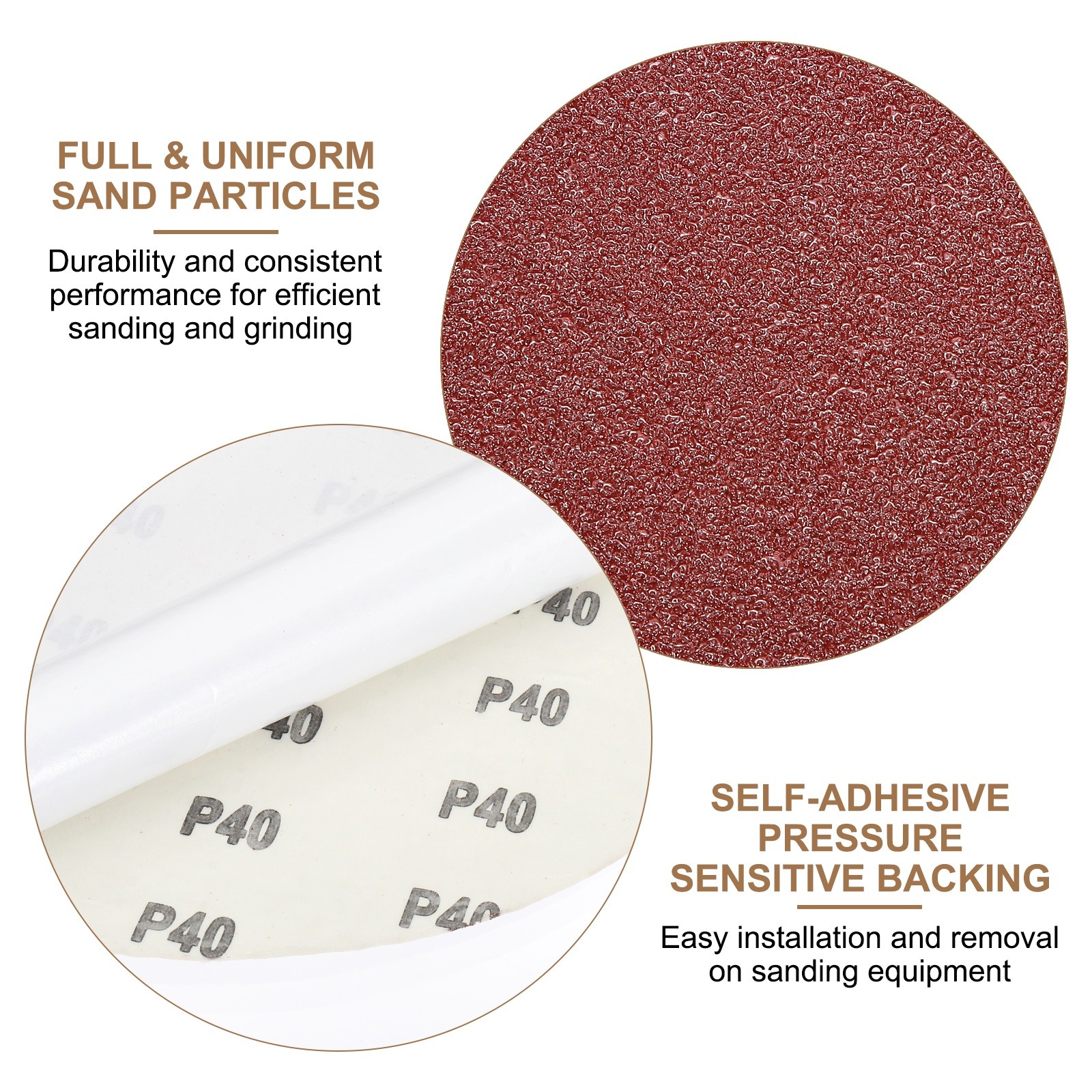 12pcs 10″ PSA Sanding Discs 40 Grits Aluminum Oxide Sandpapers Self Adhesive