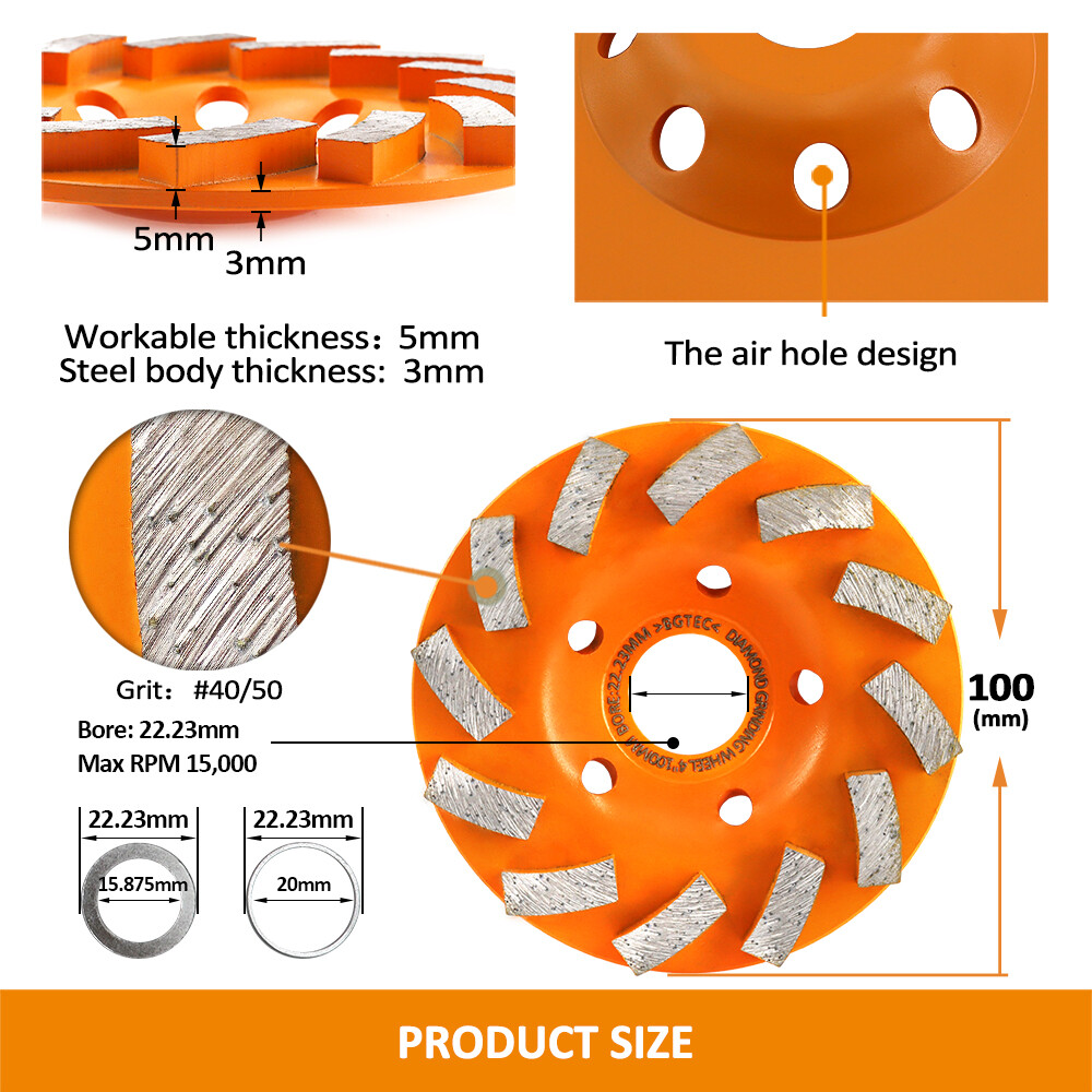 Diamond Grinding Wheel 4/4.5/5/7” Polishing Sanding Concrete Marble Marsonry