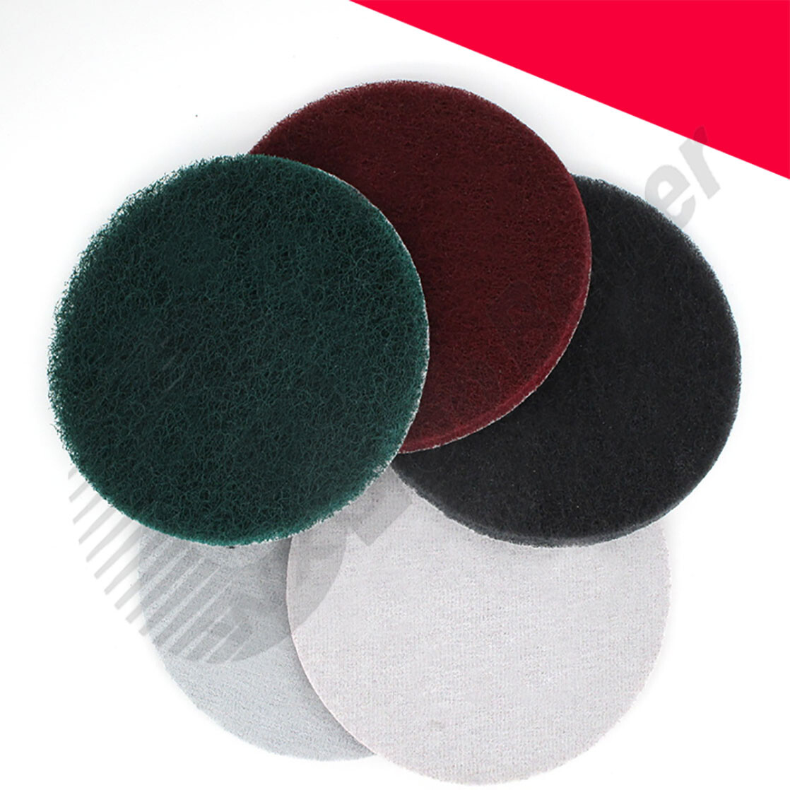 3″~7″ Nylon Fiber Scouring Pads Hook & Loop Abrasive Cleaning Pad 240~3000 Grit