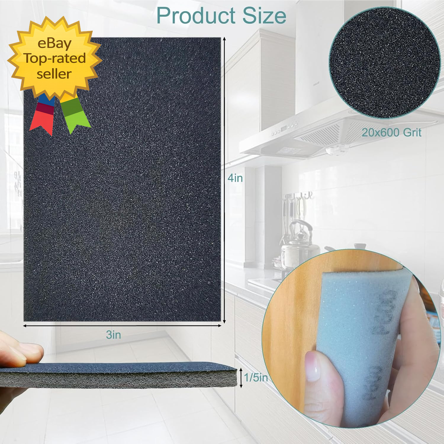 20 PCS 3 X 4 Inch 600 Grit Sanding Sponge Ultra Fine Foam Sander Pads