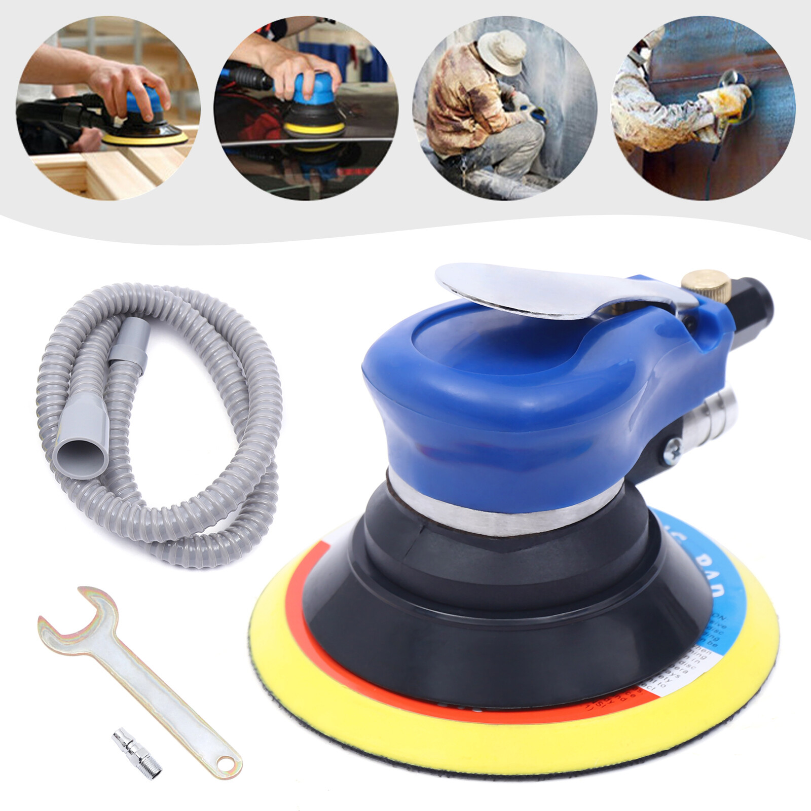 6″ Air Palm Orbital Sander 10000 RPM Dual Action Pneumatic Round Polisher 3 Lbs