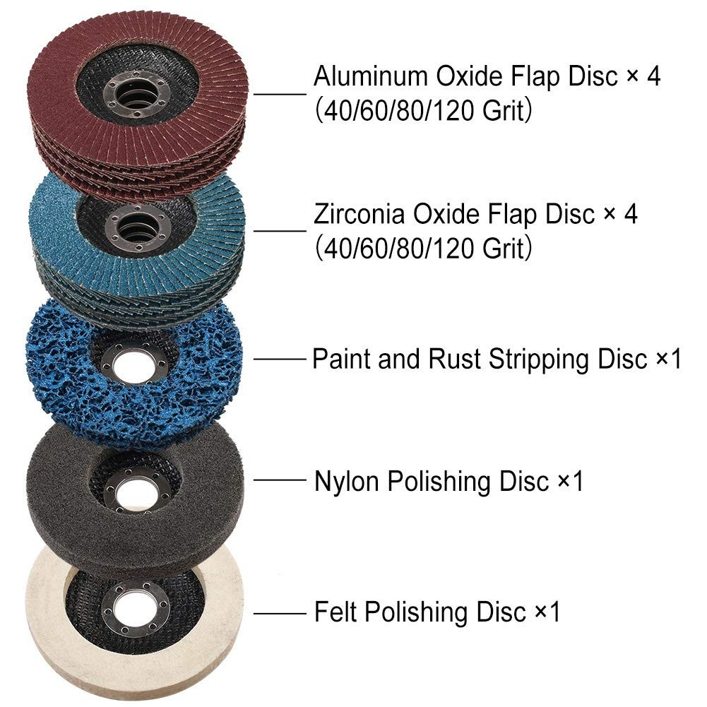 Assorted Grit Flap Discs Pack (40-120) for Angle Grinders – 11 Disc Ultimate Set