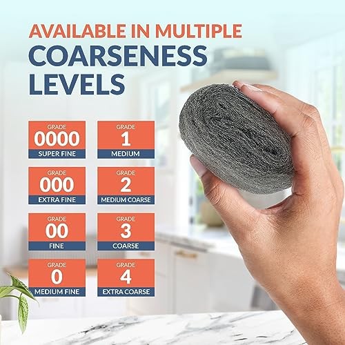 Steel Wool #00 Fine for Cleaning Glass Pack of 8, Fine Steel Wool #00 – Fine