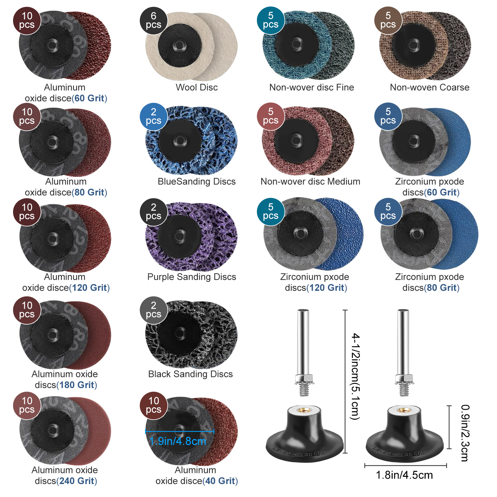 104x 2″ Roll Lock Sanding Discs Die Grinder Quick Change Disc Set W/ 1/4 Holder
