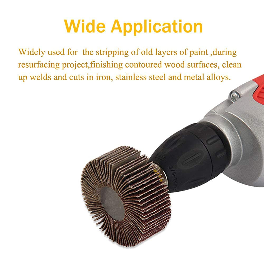 40 Pack 1/4″ Abrasive Flap Wheel Sander Set, 80 Grit Aluminum Oxide Flap Wheels
