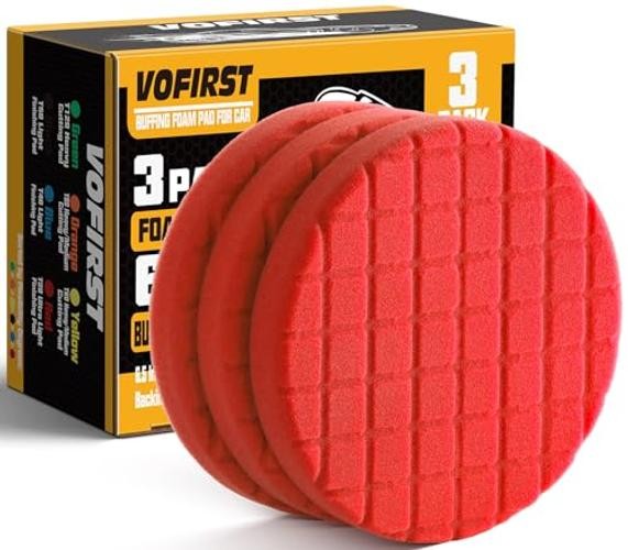 6 Inch Buffing Polishing Pads, 3Pcs Ultra-Light Polishing Pad 6.5 – Inch Red