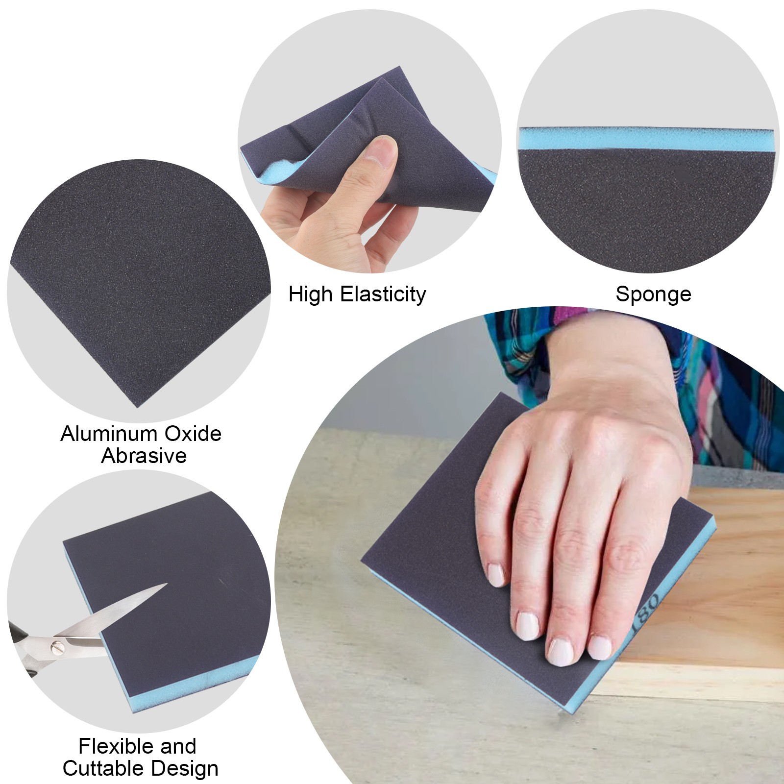 18PCS 60-320 Grit Sanding Sponge Block Wet Dry Sandpaper for Wood Metal Paint