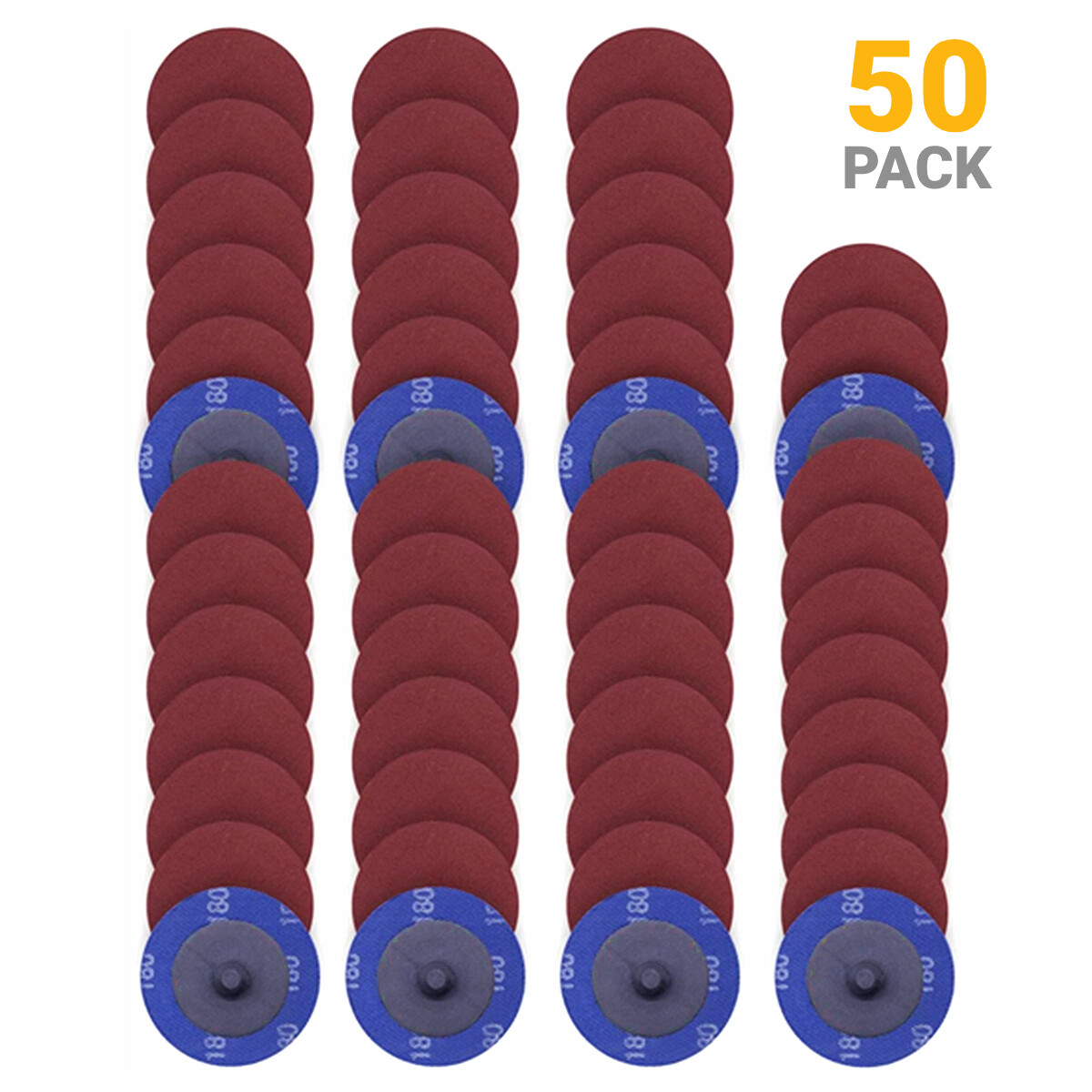 50PCS 2 inch 180 Grit Abrasive Roll Lock Sanding Disc for Die Grinder Drill Pads