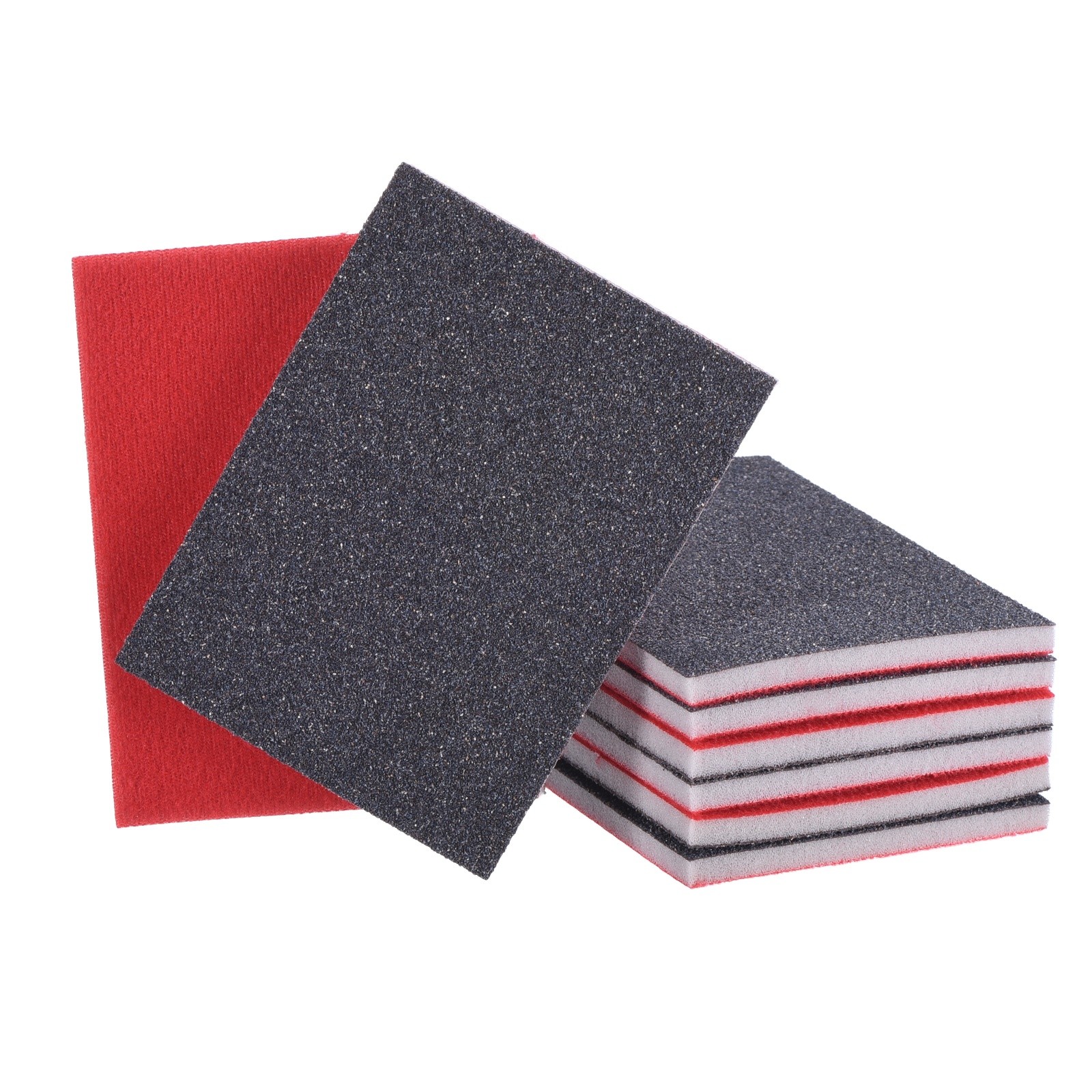 10 Pcs 60 Grit 4 x 2.8 Inch Hook & Loop Foam Sanding Blocks, Black