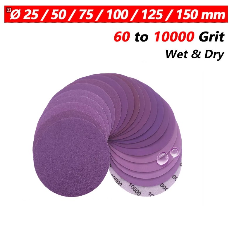 Ø 25mm-150mm Sanding Discs Pads Hook and Loop Sandpaper Wet & Dry Grits 60-10000