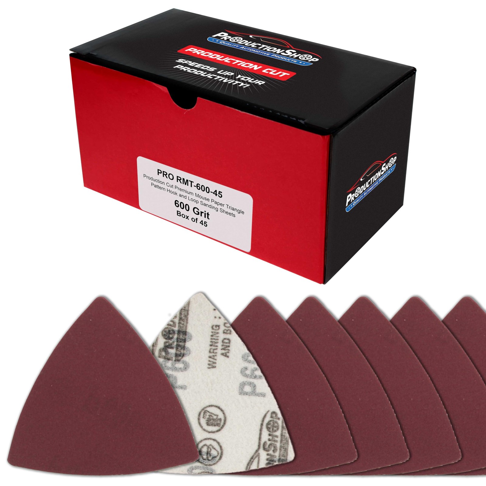ProductionShop Premium 600 Grit Triangle Mouse Detail 3″ x 3″, Oxide Brown