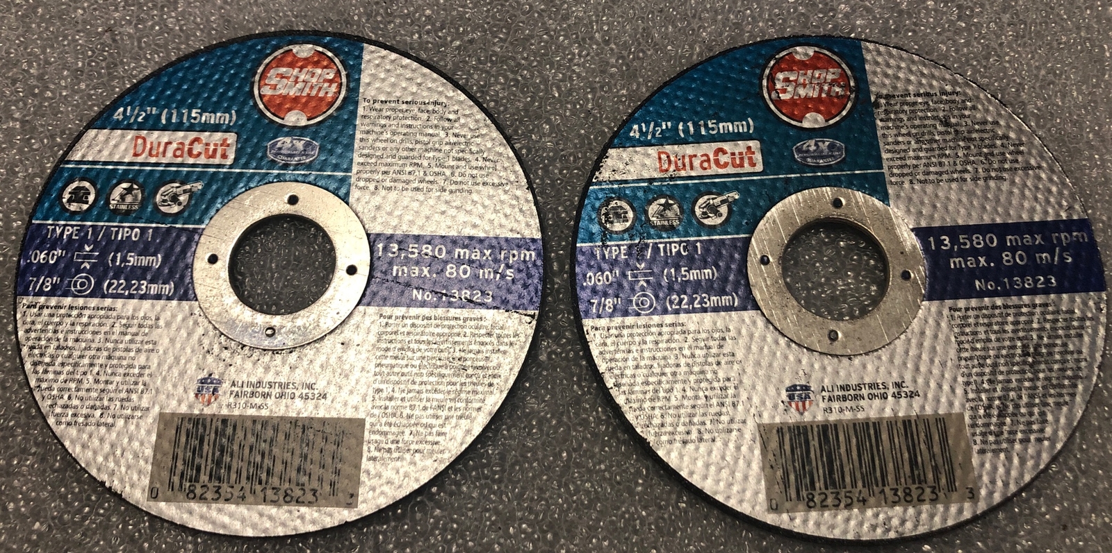 (Lot Of 2) Free-Cut 4.5 X .060 X 7/8 In Cut-Off Wheel,No 13823, Ali Industries