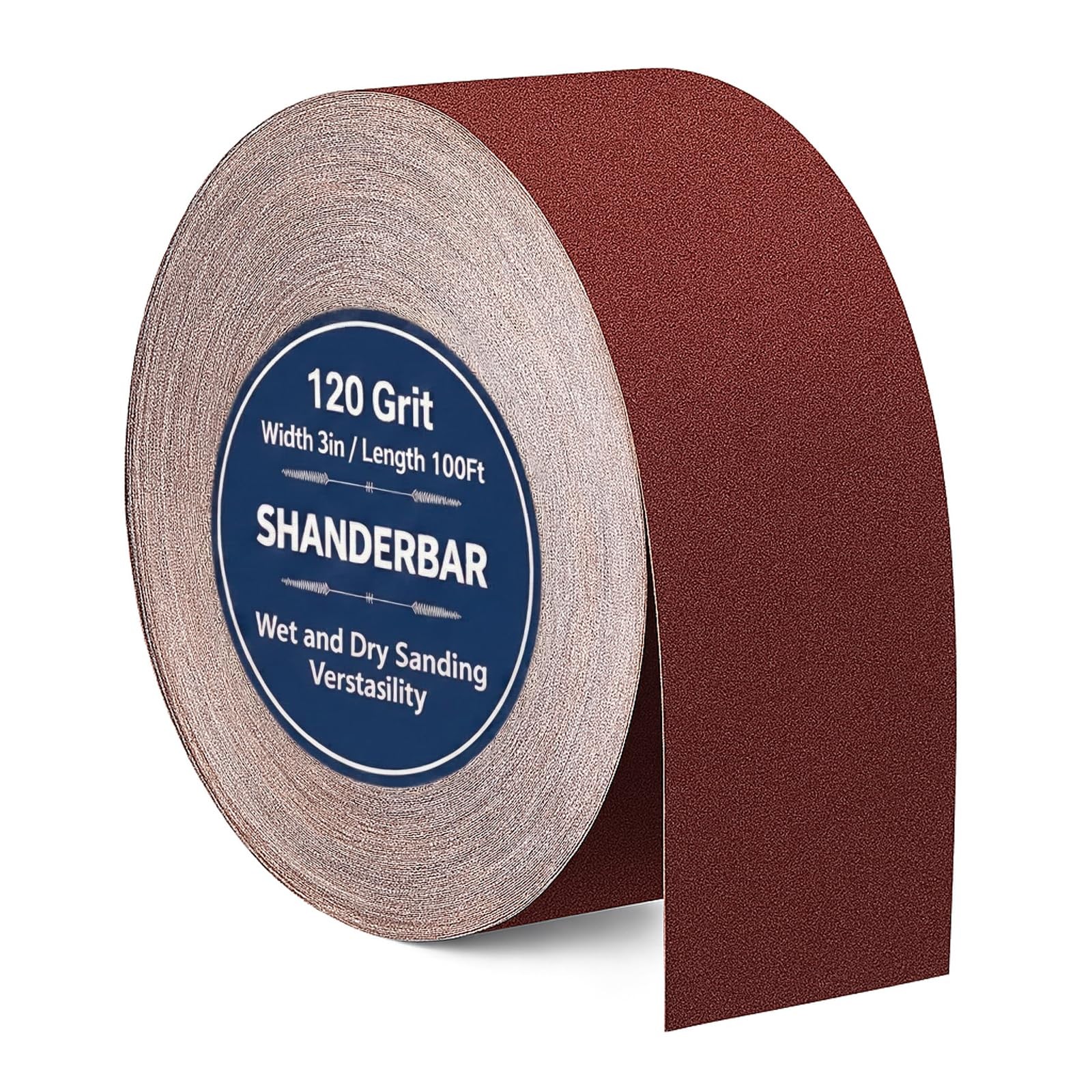 120 Grit Sandpaper Roll, 3″ x 100 ft Aluminum Oxide Emery Cloth