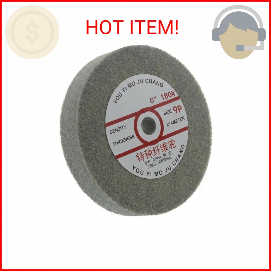 JUNLIXN 6” Fiber Buffing Wheel, 5/8 Inch Arbor 180 Grit Nylon Fiber Buffing Whe