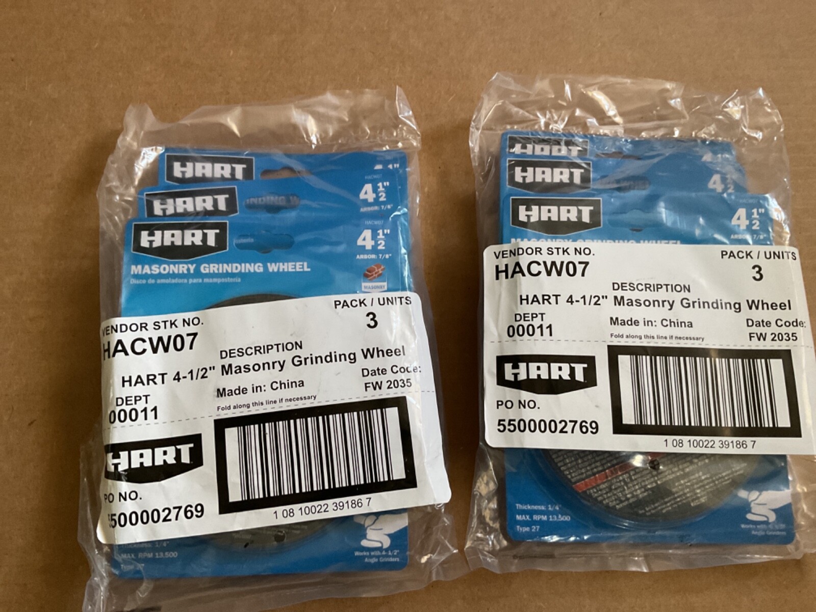 HART 4-1/2″ MASONRY GRINDING WHEEL 1/4 Inch Thick
