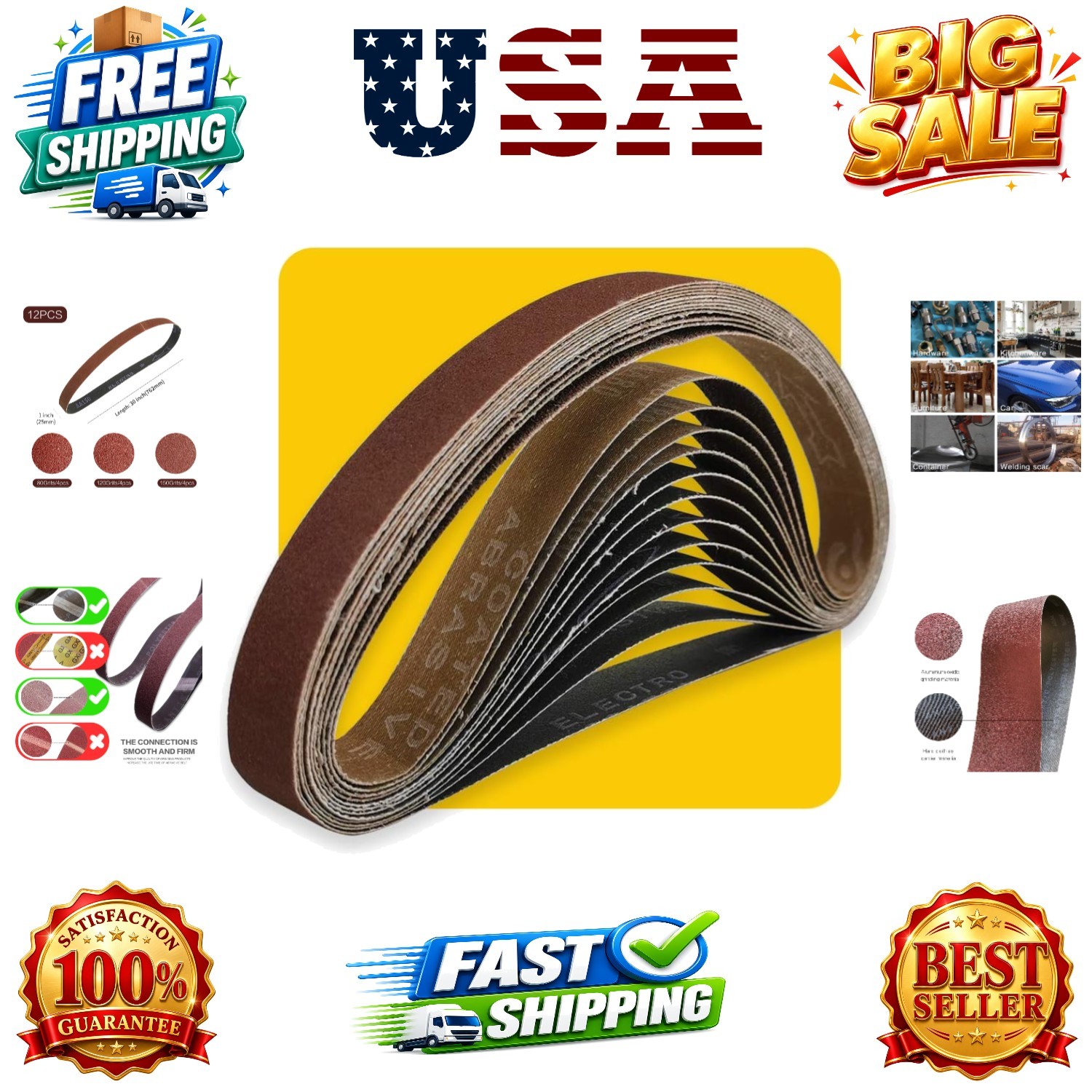 1×30 1 x 30 inch Sanding Belt Pack 1-Inch x 30-Inch,12 Pcs4 Each of 80 120 15…