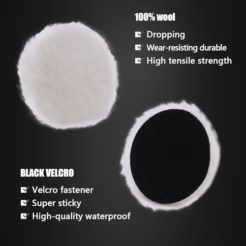 Wool Buffing Polishing Pad, 6Pcs 6 Inch () Lambwool Wool polishing Pads 150mm