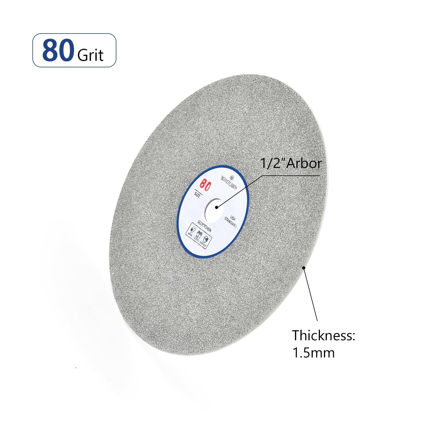 Professional 6″ Diamond Grinding Disc for Gem Faceting – 80 Grit, 1/2″ Arbor