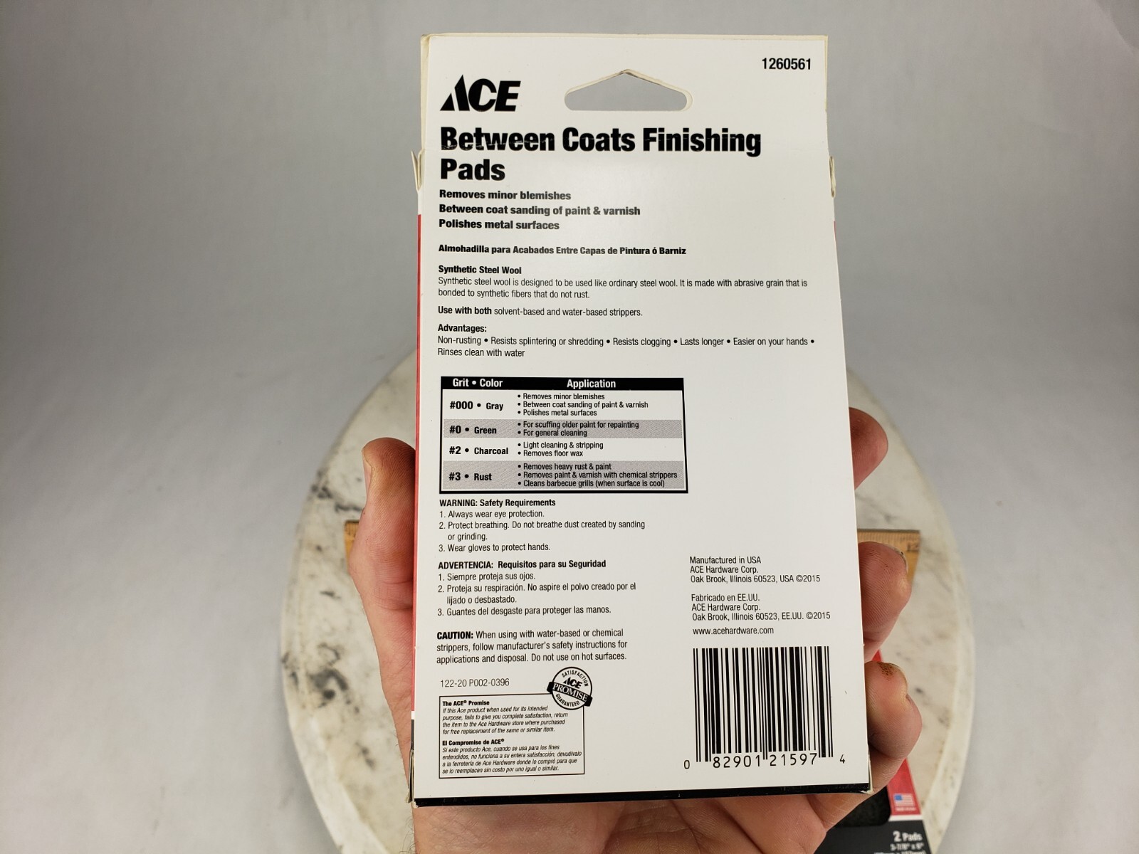 3x ACE 000 Grade Very Fine Finishing Pad Gray Polish Synthetic Steel Wool