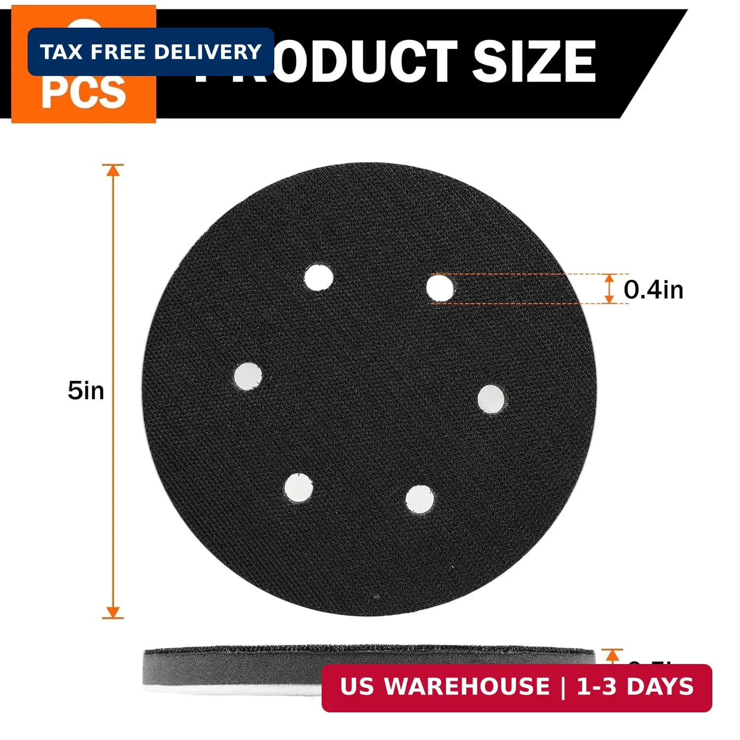 2 Pack 6 Inch 6 Holes Interface pad,Orbital Sander Foam Pad，6″ Foam Sanding Pads
