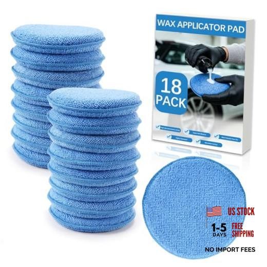 18 Pack Car Wax Applicator Pads – 5 Inch – Foam Microfiber – Blue