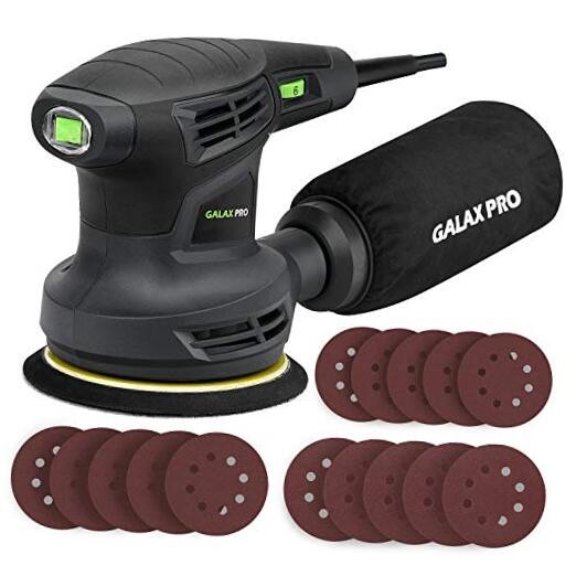 13000OPM Max 6 Variable Speeds Orbital Sander with 15Pcs Sanding Discs, 280W