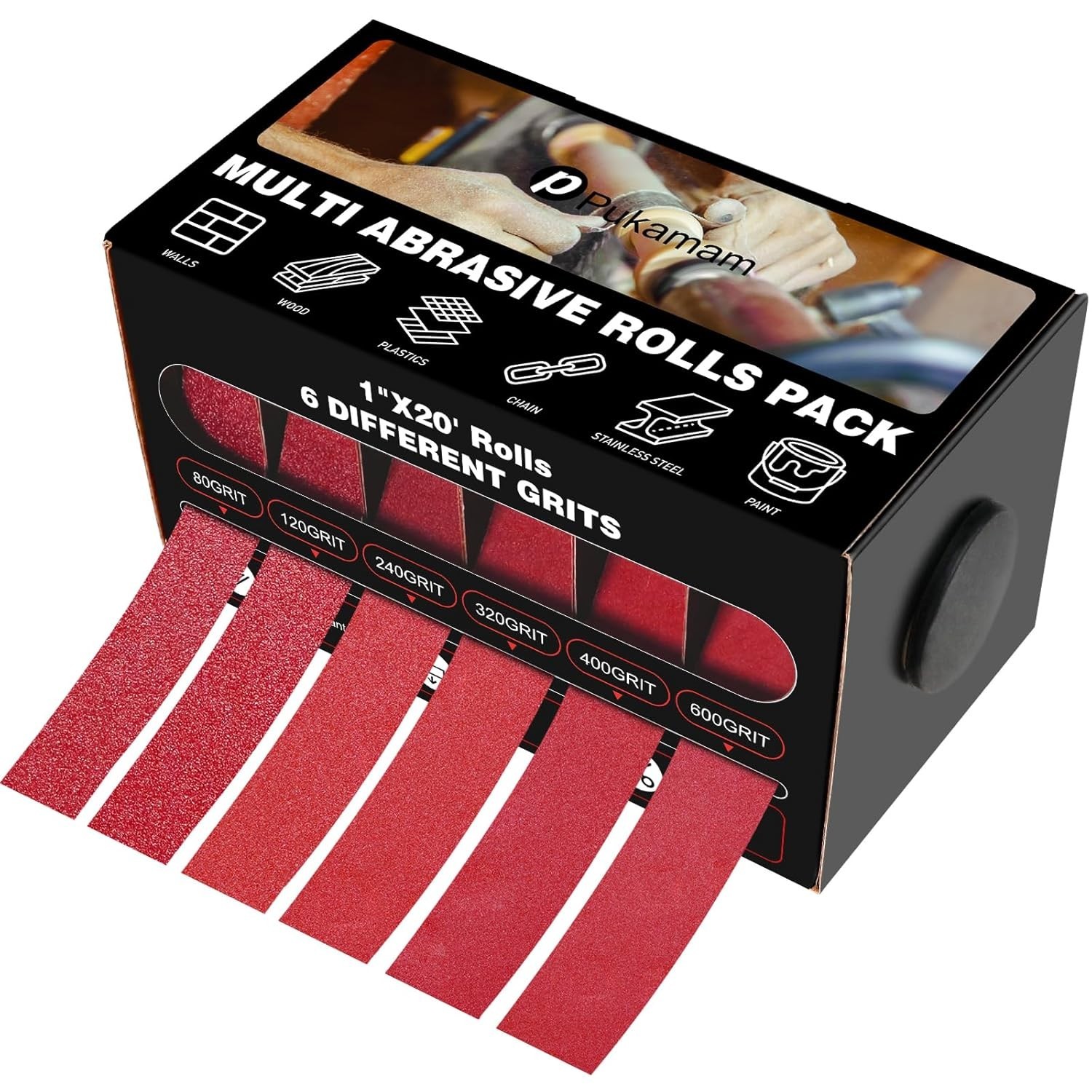 Emery Cloth Roll Set – 6 Grits for Metal, Wood & Plastic Finishing