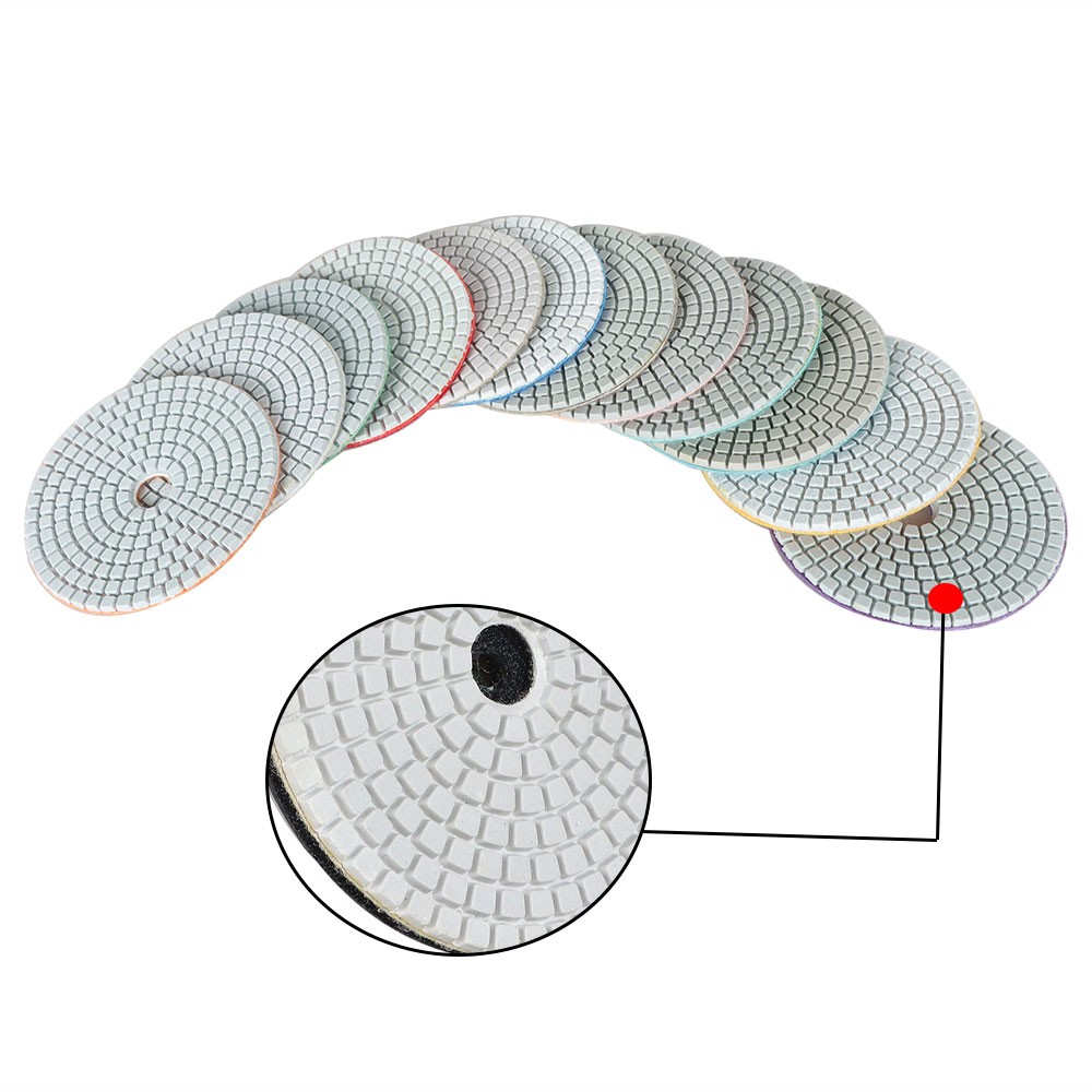 13 Pack 4″ Diamond Polishing Pads With 5/8″-11″ Backer Pads For stone Polishing