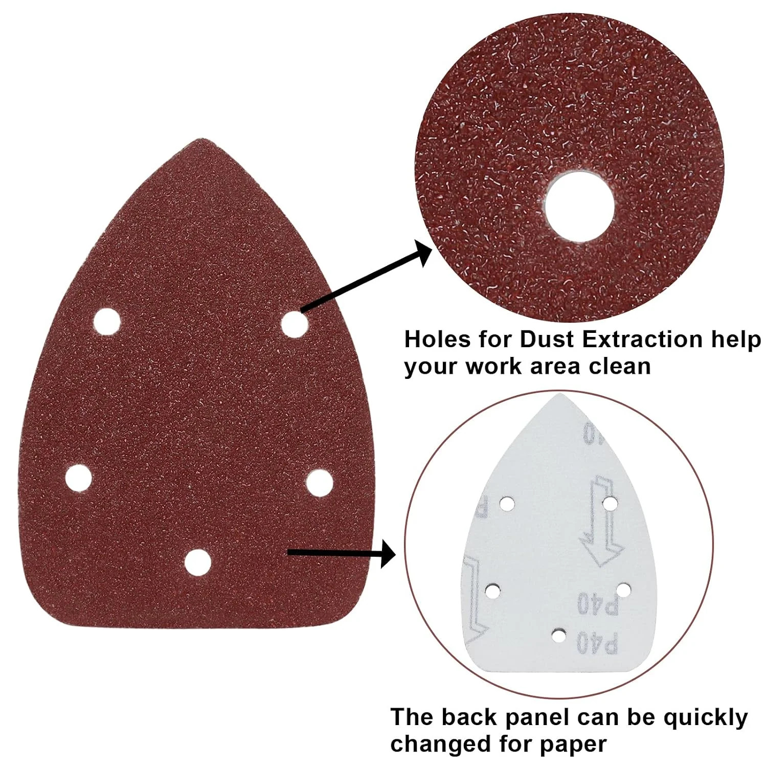 25 Pcs 40 Grit Mouse Detail Sander Sandpaper 5 Hole Mouse Sandpaper H