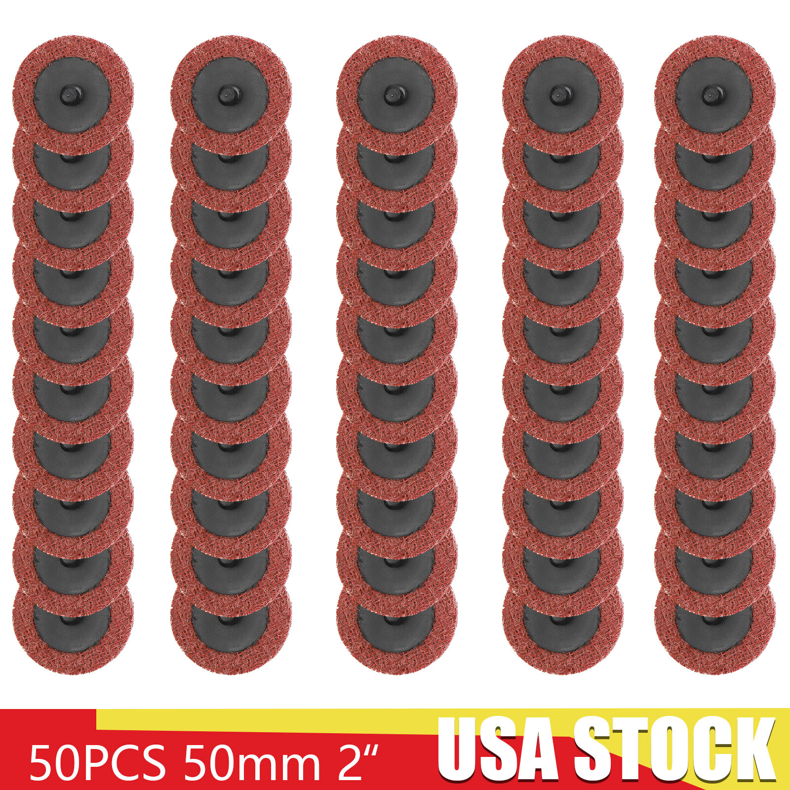 50Pc 2″ Coarse/Medium/Fine Scotch Pads Roll Lock Surface Sanding Disc