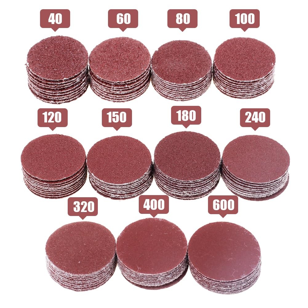 AUTOTOOLHOME 110PCS 1 Inch Sanding Discs Kit for Drill 1 inch, brown