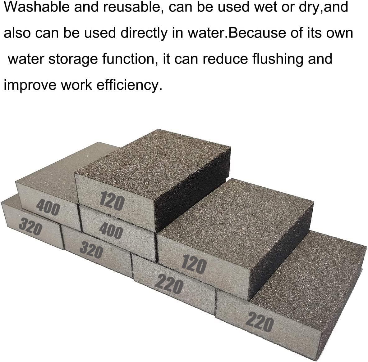 8 PCS Sanding Sponge,120 220 320 400 Coarse Medium Fine Grit Sanding Block, Sand