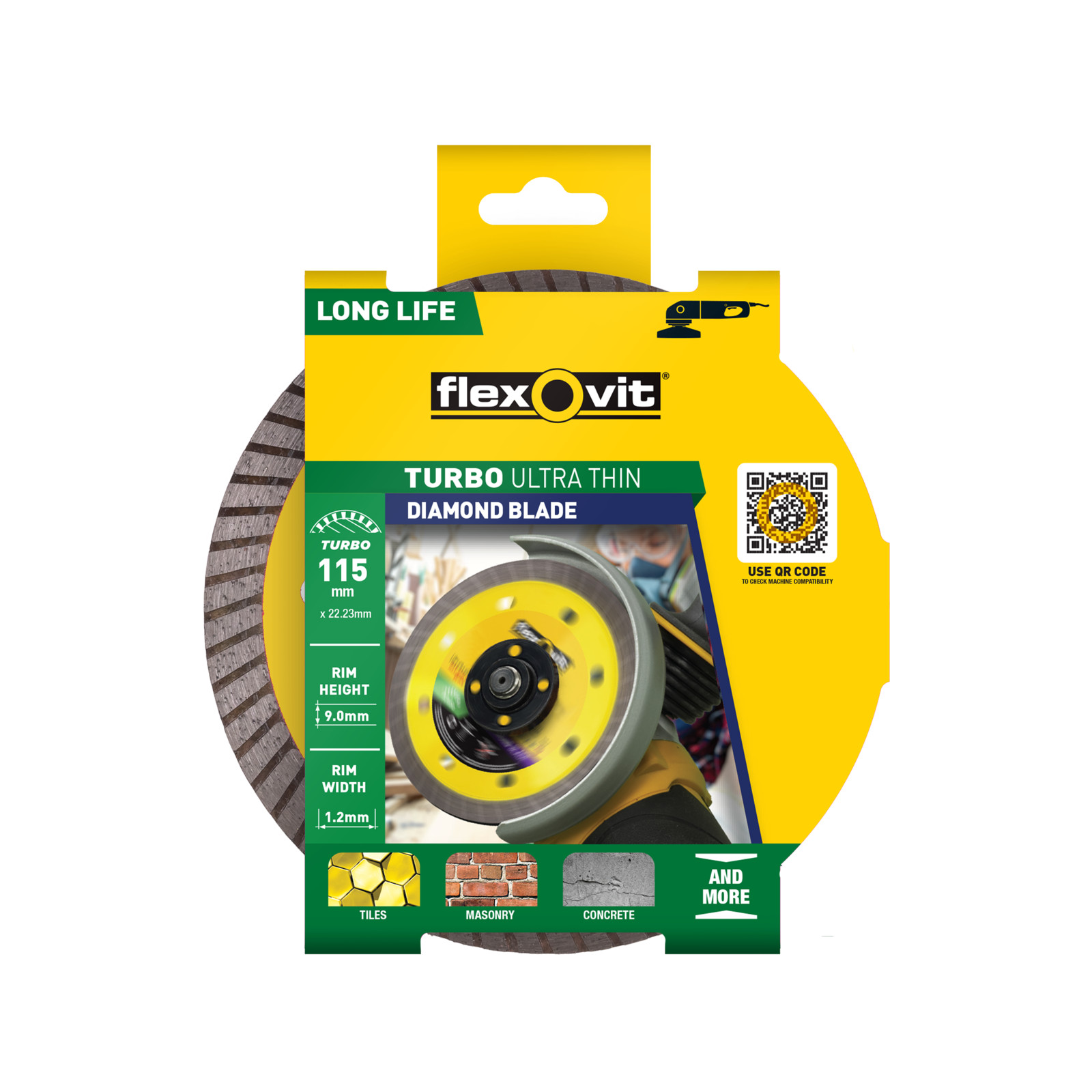 Flexovit 115 x 20 x 1.2mm Ultra Thin Turbo Diamond Blade