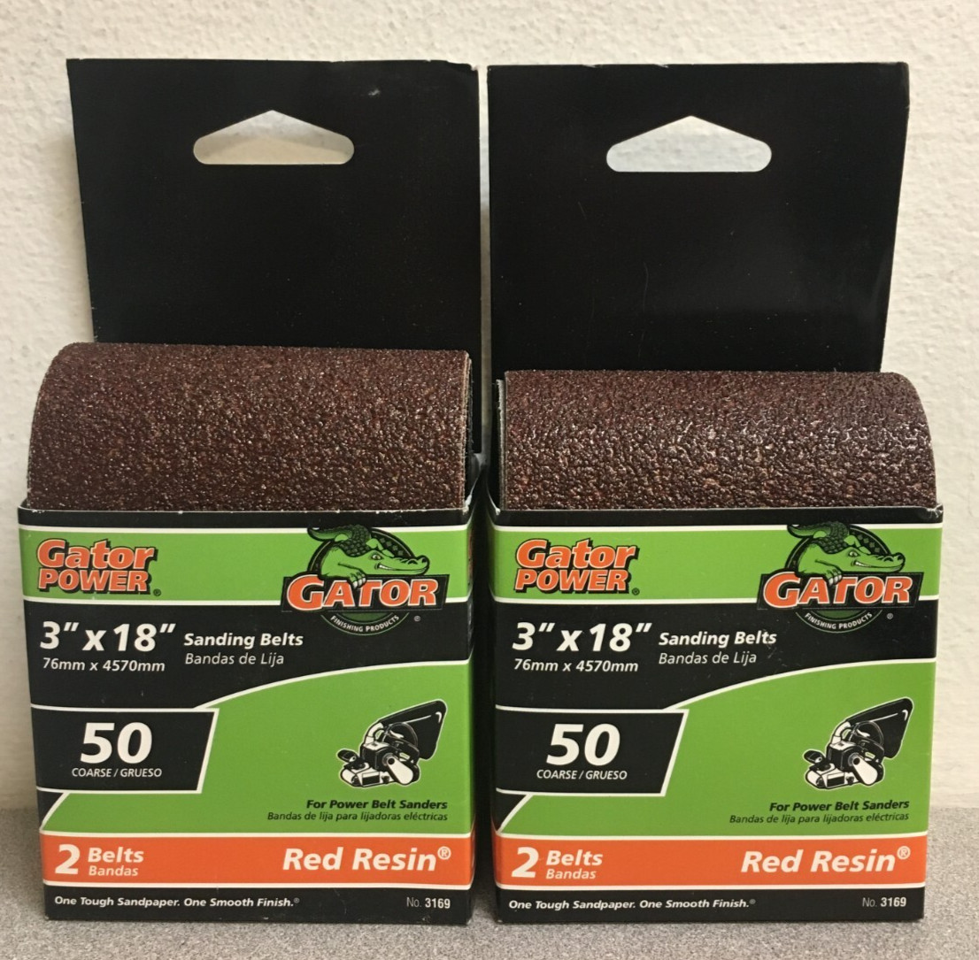 Gator 3169 3 in. X 18 in. Sanding Belts 50 Grit Coarse 2 Pks of 2 Pcs.