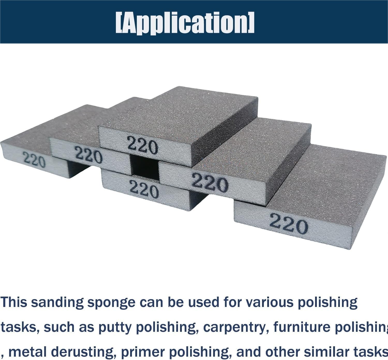 6 PCS 220 Grit Hand Sanding Blocks Set – Fine Sander Sponge, Wet and Dry…