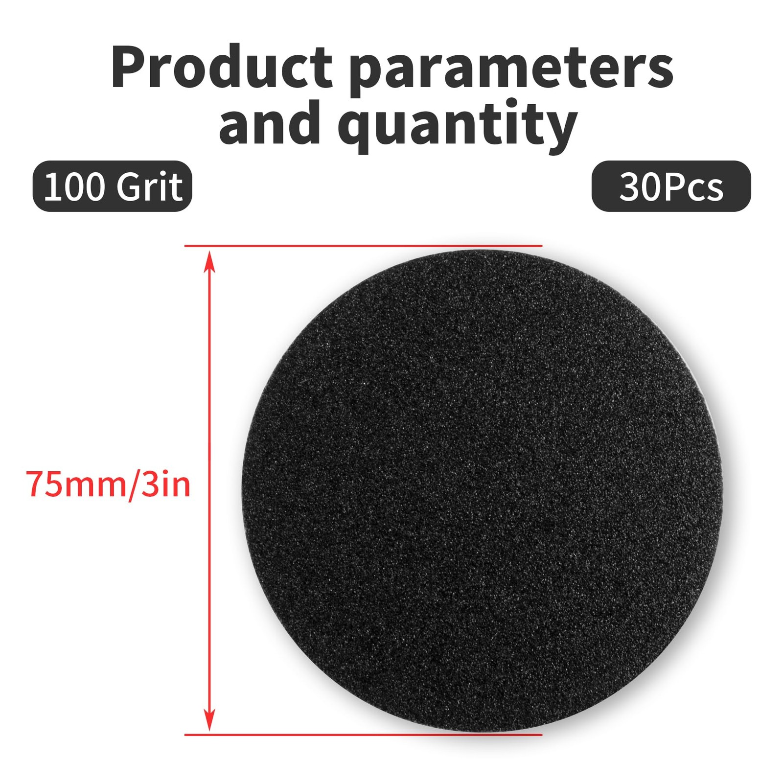 30 Pcs 3 Inch 100 Grits No Hole Hook and Loop Sanding Discs, Silicon Carbide …