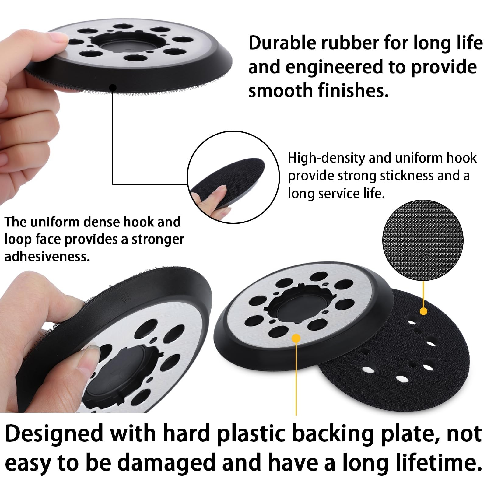 2 Pack Sander Replacement Pad for Dewalt, 5-Inch 8 Holes Hook and Loop Aluminum